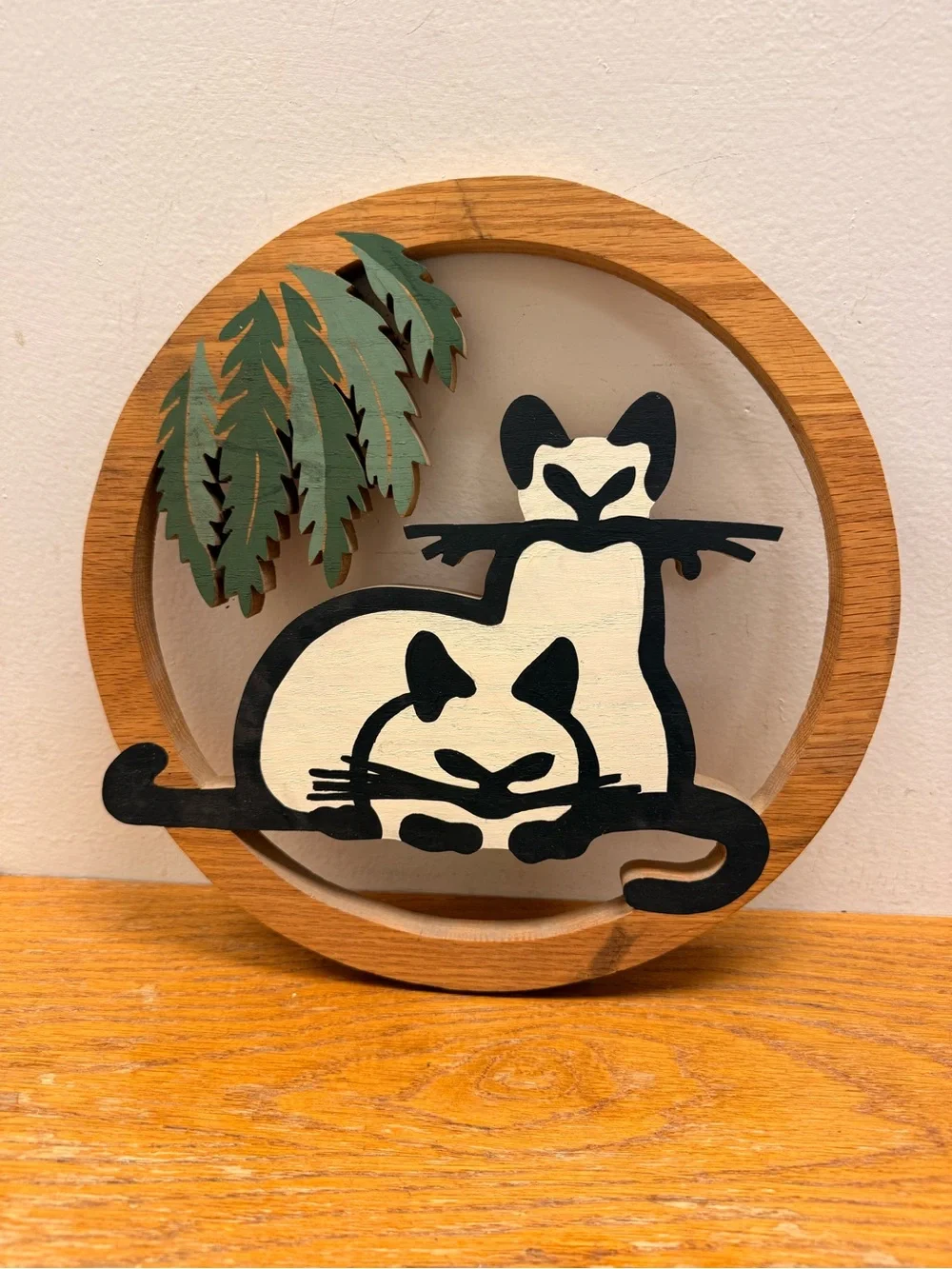 Vtg 13” Cat Silhouette Wood 3D Wall Decor Kitschy Art